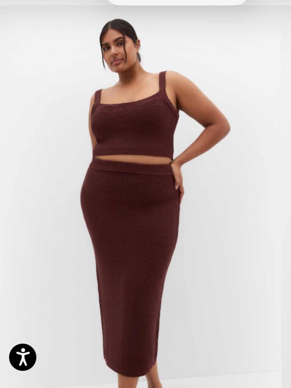 Brown 2 piece knit set - City Chic